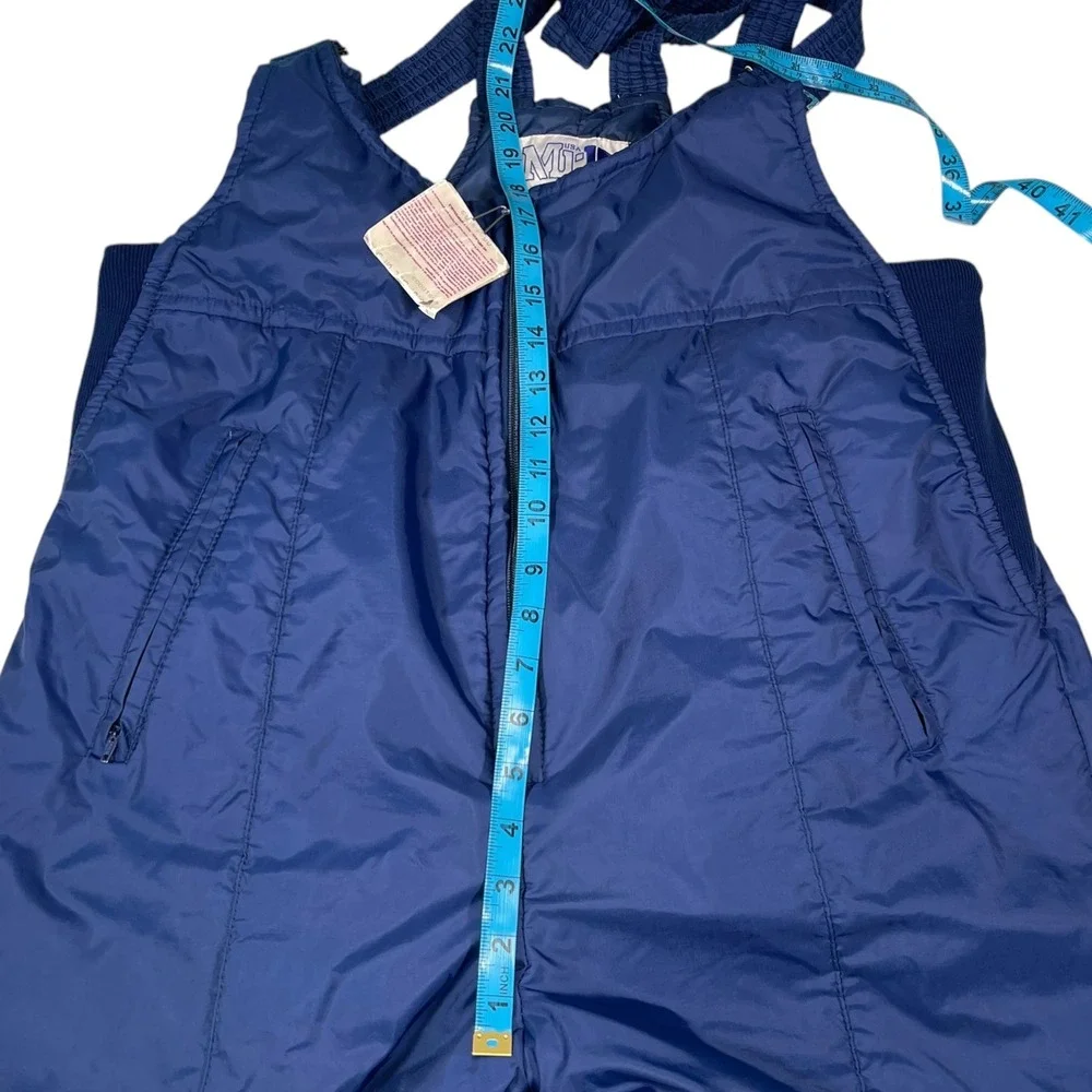 M.I. USA Mens XL Blue Snow Bibs Insulated Ski Overalls Retro Gorpcore 80s Puffy
